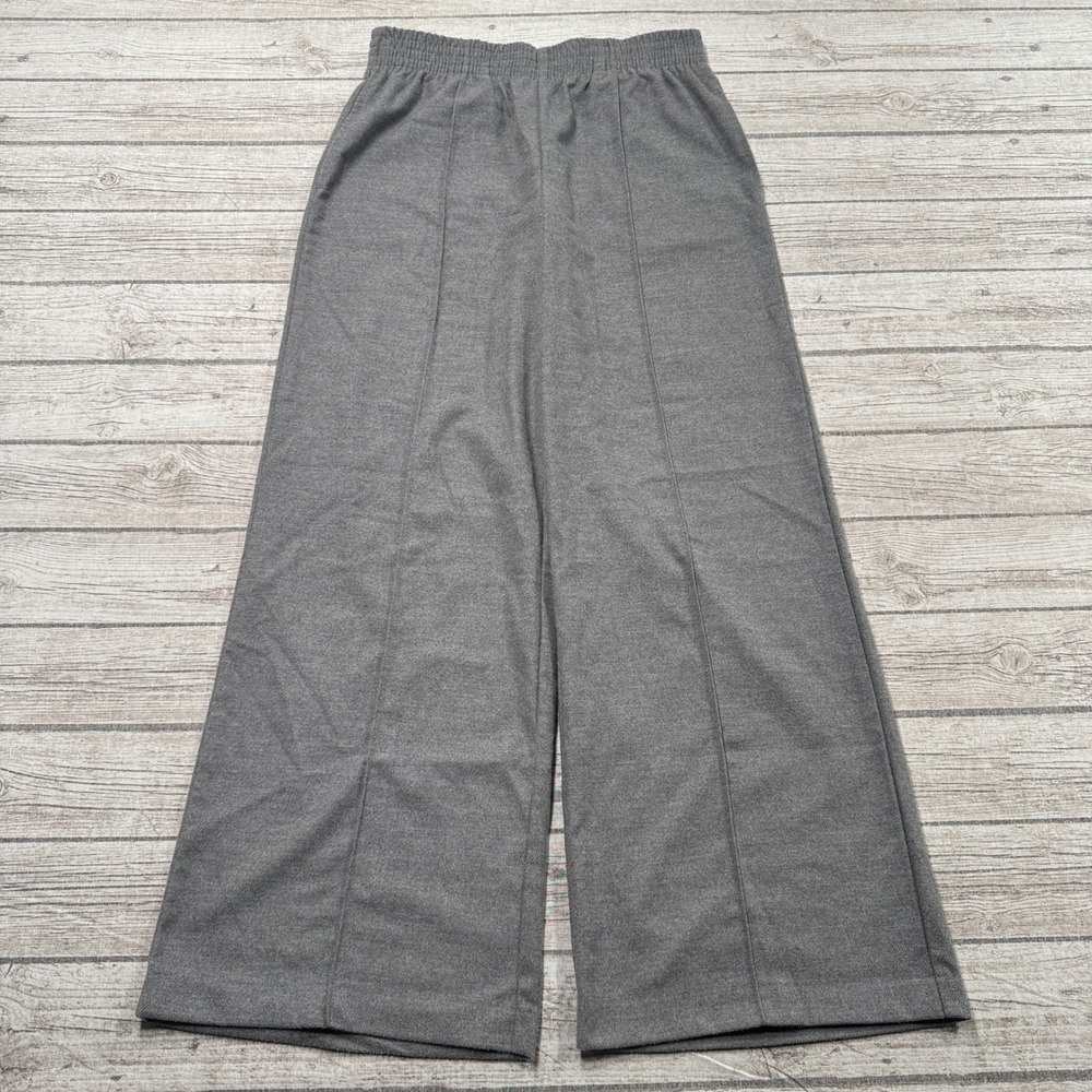 Ardene Pants Women's Large Gray Wide Leg Baggy Fit High Rise Pintuck Trousers